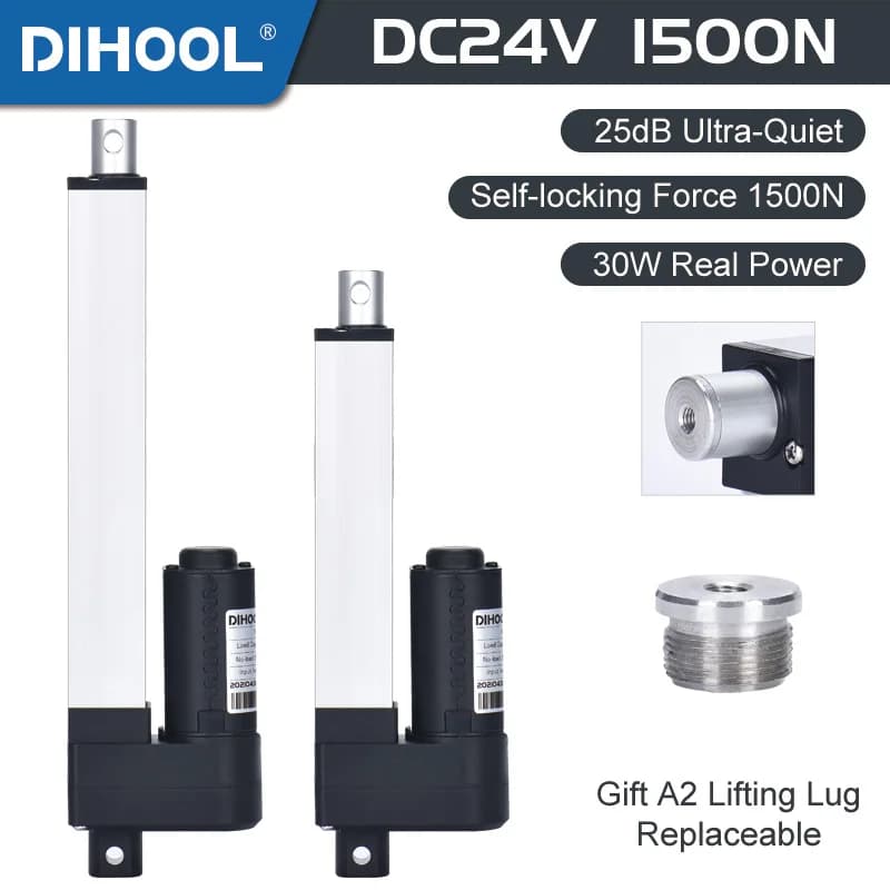 Actionneur linéaire électrique 1500N DC24V 30W, moteur 50mm 150mm 250mm 350mm 500MM 550mm 700mm 800mm 1000mm, course personnalisée
