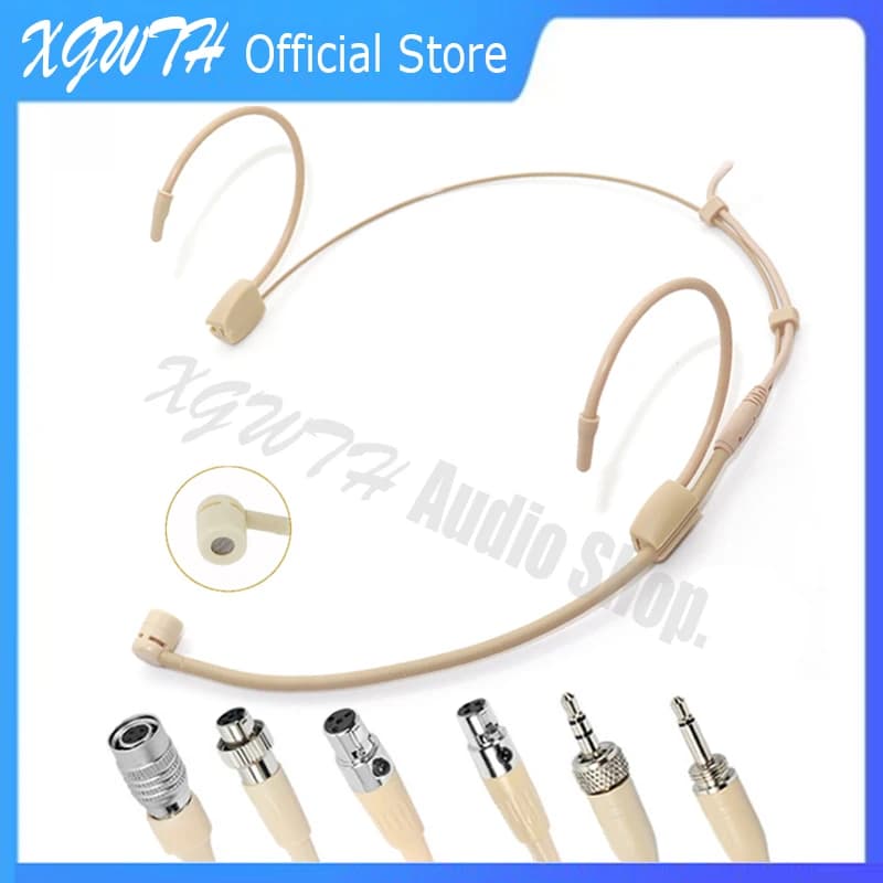 Double sur l'oreille casque Microphone bandeau tête portant un micro pour Shure Sennheiser AKG MiPro Audio Technica 4Pin 3Pin TA4F 3.5mm