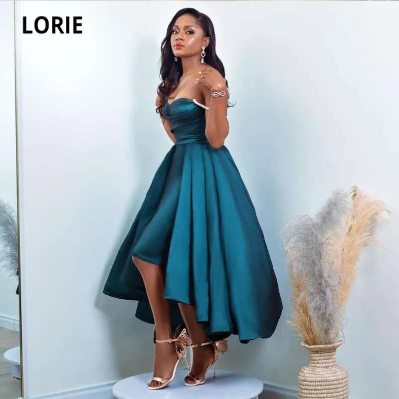 LORIE-Robe de Bal Vintage en Satin Vert, Tenue de Soirée Arabe, Plissée, Longueur Thé, pour Remise de Diplôme, Mariage
