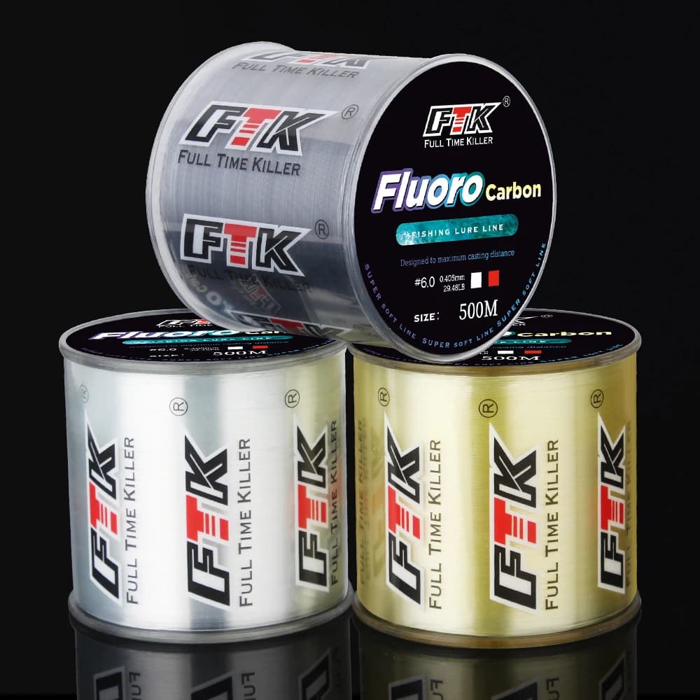 FTK – ligne de pêche avec revêtement en Fiber de carbone, 300M / 500M, ligne Leader 0.14-0.5mm 1.88-15.6kg, fluorocarbone portable, taches Super fortes