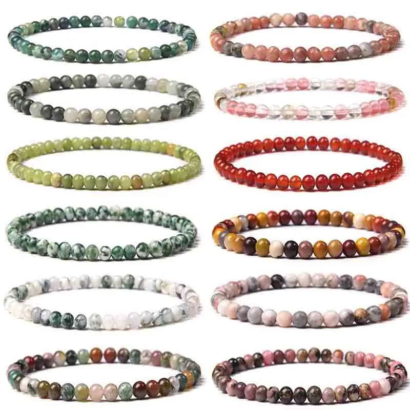Mini Bracelet à breloques énergétiques de 4mm, perles en pierre naturelle, Bracelet de guérison de Yoga, bijoux pour femmes et hommes, cadeaux pour meilleur ami, livraison directe