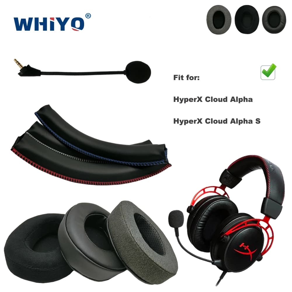 Pièces de rechange épaisses pour HyperX Cloud Alpha, S, coussinets d'oreille pour casque, pare-chocs, micro, bandeau, protège-oreilles