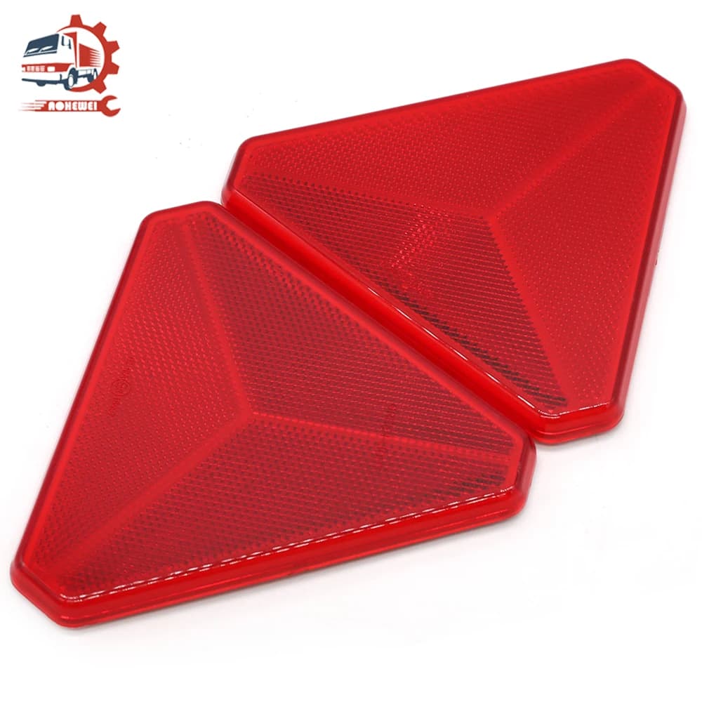 AOHEWEI – 2 réflecteurs arrière rouges, Triangle réfléchissant, poteau de porte, vis de fixation arrière de voiture pour remorque, moto, caravane, camion, bateau