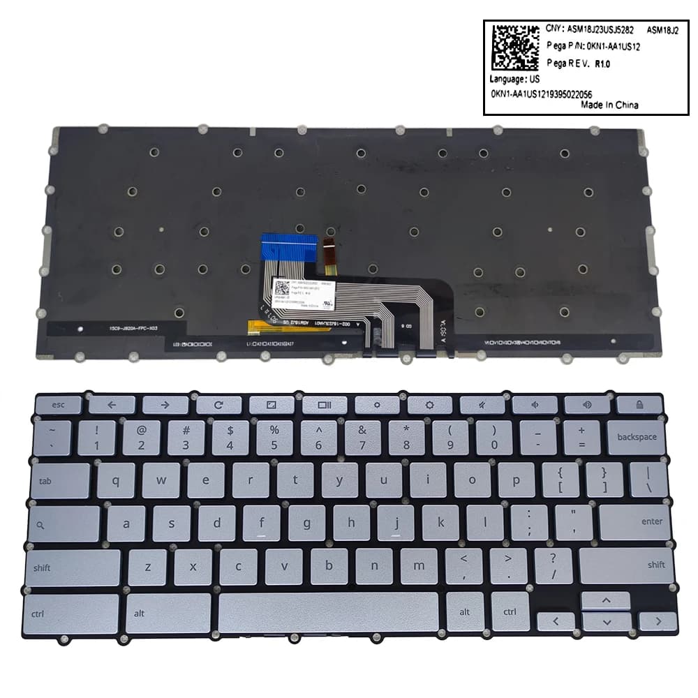 Clavier Azerty rétroéclairé C434 US anglais français pour ASUS Chromebook Flip C434TA E10013, touches argentées, nouveau 0KN1-AA1US12