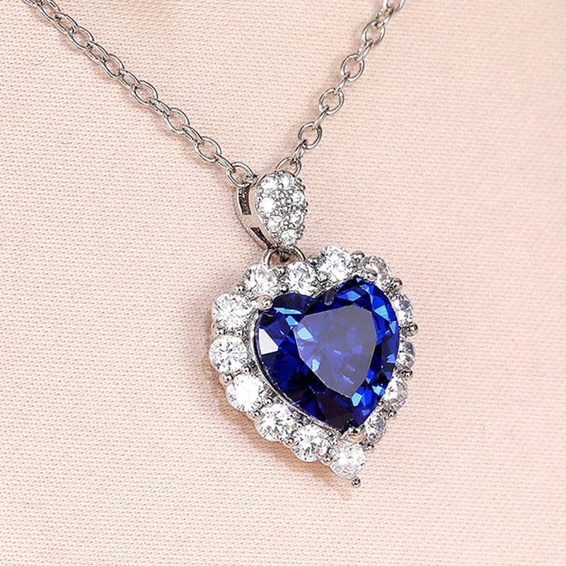 Huretailers-Collier pendentif coeur bleu élégant pour femme, cadeau d'amour délicat pour les mariages, bijoux féminins ChimParty, nouvel article