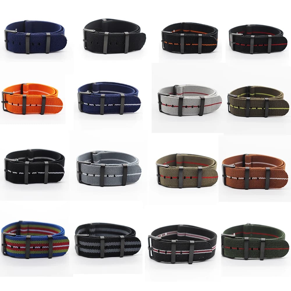 Bracelet en Nylon montre ceinture élastique pour troupes françaises Parachute sac bracelet de montre boucle noire 20mm 22mm bracelet de montre-bracelet militaire