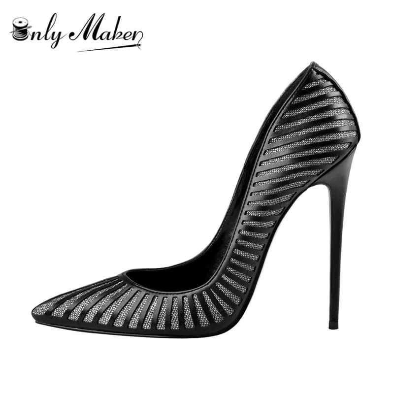 DALTolmaker Femmes 12CM Jolie tu Parker Talons Hauts Slip on Stiletto Escarpins Robe Soirée Bureau Classique StrihearPlus Grande Taille US5-15