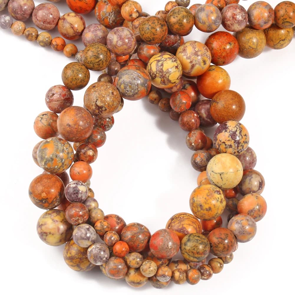Perles en pierre naturelle Orange Howlite, Turquoises américaines rondes pour la fabrication de bijoux, accessoires de Bracelet à faire soi-même 15 ''4-10mm