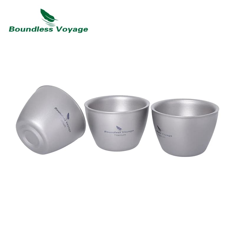 Tasse à thé en titane de 40ml, Mini tasse à saké à Double paroi, tasse à vin, vaisselle de Camping en plein air, verres durables
