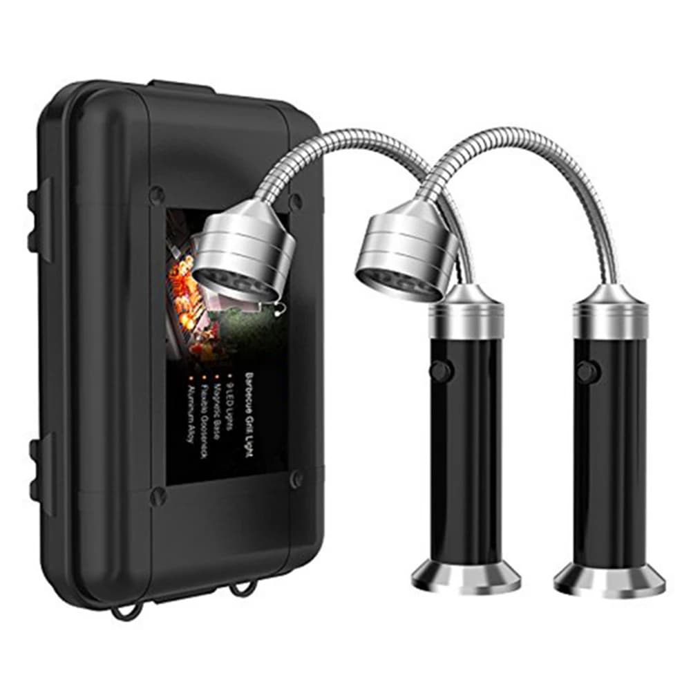 Twiches-Lampe de gril LED magnétique portable, résistant à 360, réglable, barbecue, lumières de gril, outils d'éclairage de gril extérieur, 2 pièces