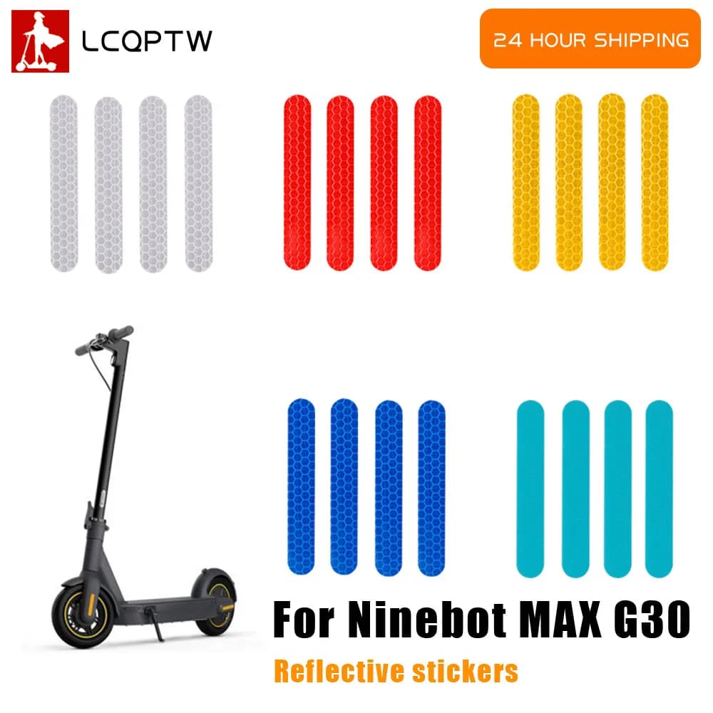 Autocollant réfléchissant anti-poussière pour couverture de roue avant et arrière, pour Scooter électrique Ninebot Max G30, avertissement, 4 pièces/ensemble