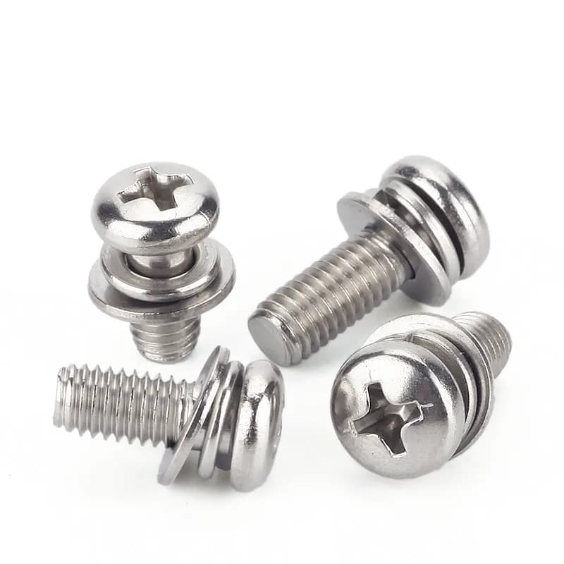 M1.6 M2 M2.5 M3 M4 M5 M6 M8 304 acier inoxydable croix ronde Phillips tête cylindrique SEM vis rondelle plate joint à ressort assembler boulon