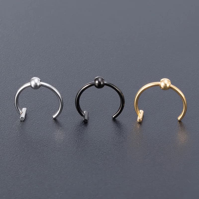 Faux anneaux à lèvres et bouche en acier inoxydable pour femme, 3 pièces, faux Piercing, Septum, Punk, boucle d'oreille, bijoux Non percés