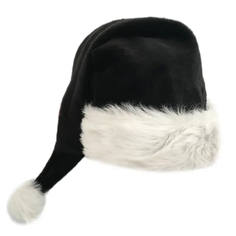 Chapeau en peluche en fourrure noire et blanche pour adultes et enfants, bonnet de Noël de haute qualité, décoration de fête à la maison, 75cm