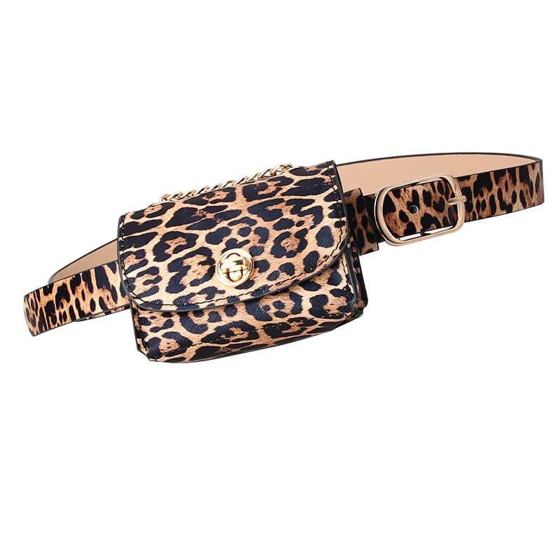 Sac à ceinture léopard pour femmes, Mini sac à bandoulière avec chaîne détachable, tendance, pour vêtements assortis