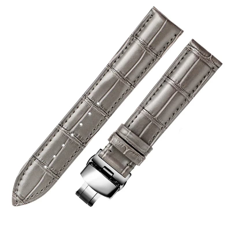 Bracelet de montre en cuir véritable gris 16mm 18mm 20mm 22mm 21mm bracelet de montre en cuir de vache bracelet de couleur grise montres souples ceintures de bande