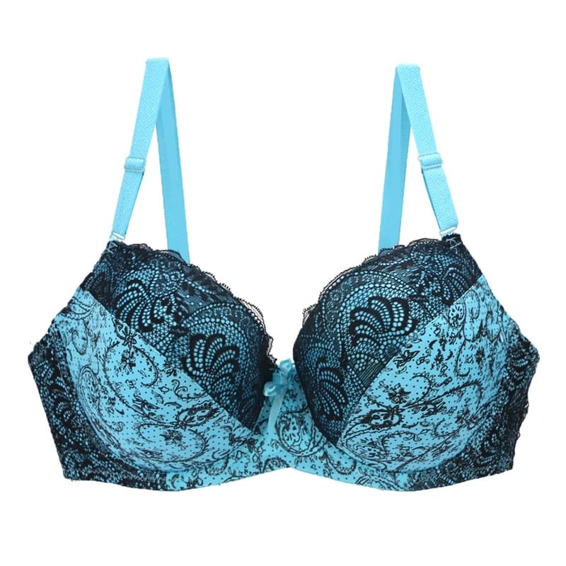 Nouveau Sexy dentelle Push Up soutiens-gorge pour femmes grande taille femme plongeant nœud Floral Lingerie D DD EF pleine tasse brassière