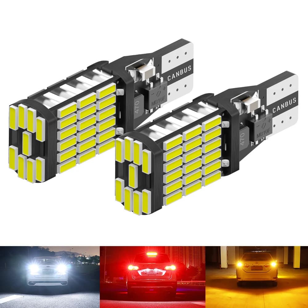 2X T15 W16W 921 LED pour voiture Led Canbus arrêt ampoule 12V blanc Orange rouge Auto feux arrière feu de position latéral feu de recul ambre rouge
