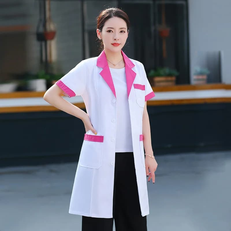 Manteau de soins infirmiers pour femmes, uniforme de laboratoire, vêtements de travail de santé à manches courtes, manteau d'animalerie, uniforme d'esthéticienne d'été, vêtements de travail pour Salon