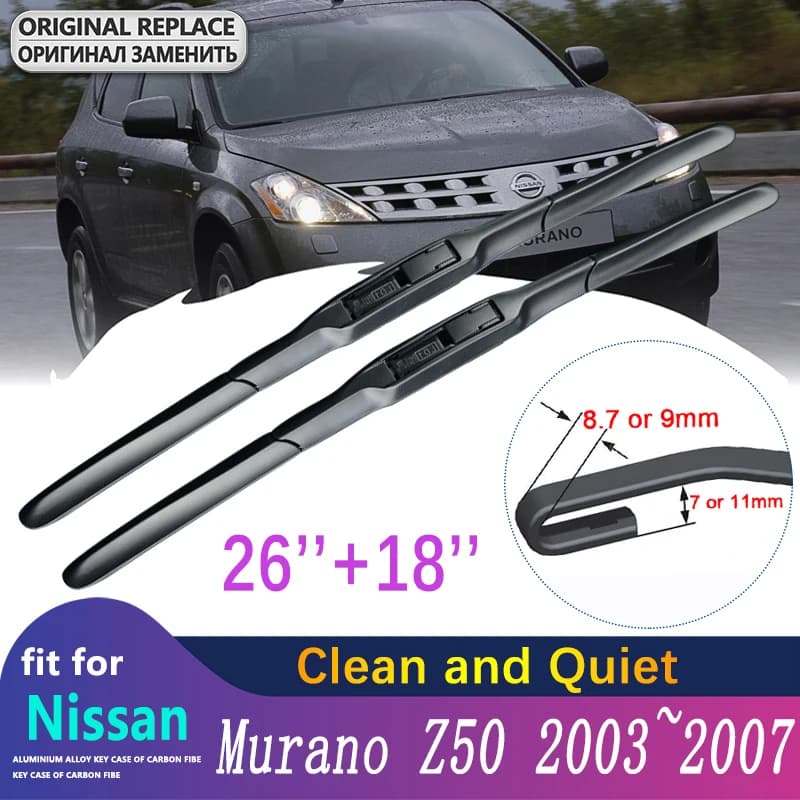 Autocollants de balais d'essuie-glace avant, accessoires de voiture, pour Nissan Murano Z50 2003 2004 2005 2006 2007