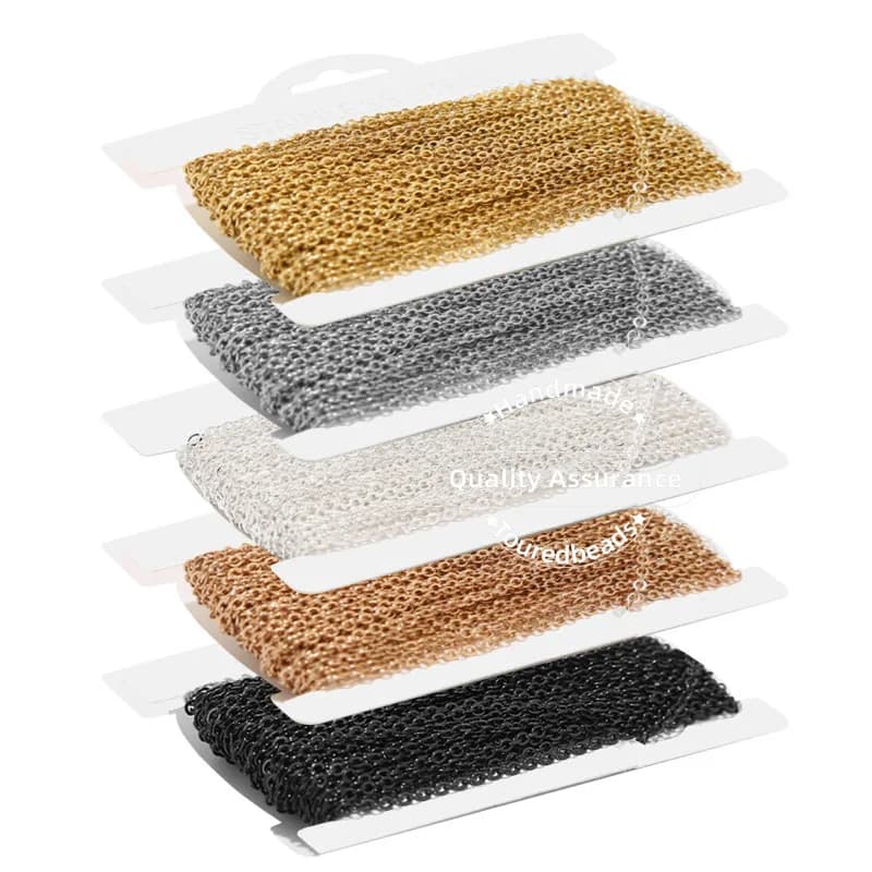 Chaîne de câble plat en acier inoxydable doré, 10 mètres, 1.5mm 2mm, chaînes à maillons Rolo, en vrac, fabrication de bijoux à faire soi-même