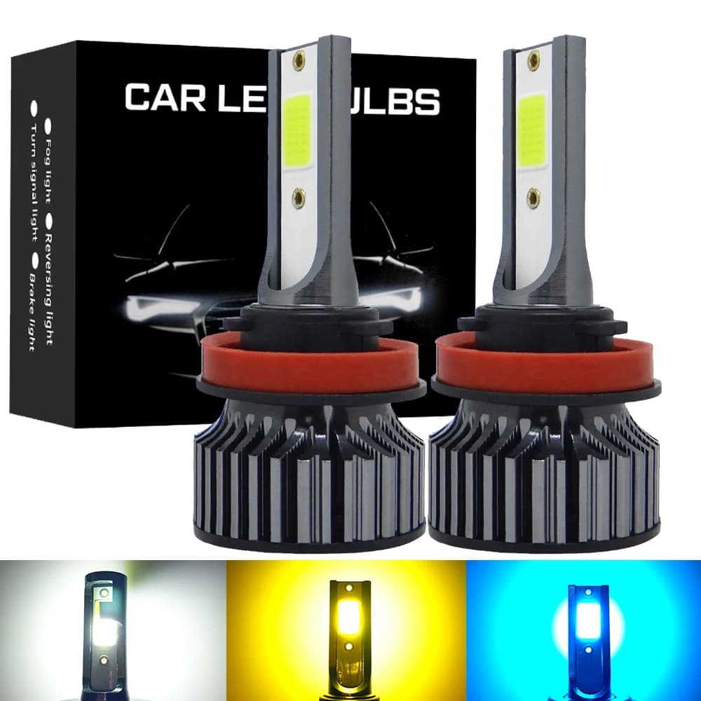 Ampoule LED de sauna pour voiture, ampoule antibrouillard, lampes à diode, H1, H3, H7, H11, 9005, 9006, HB3, HB4, 9000LM, 12V, 3000K, 6500K, 8000K, 2X, H4