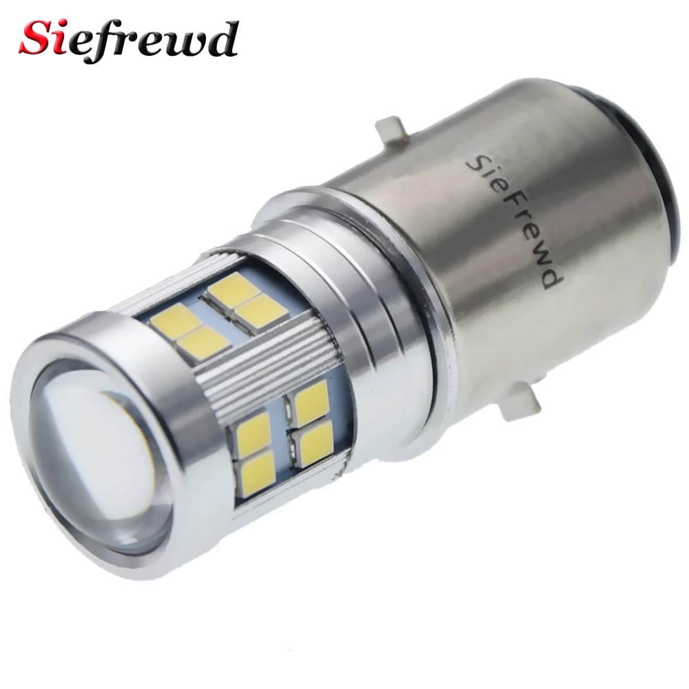 1 pièces BA20D LED 6V 12V Moto phare ampoule 2835 24SMD H6 Scooter cyclomoteur ATV Moto salut/Lo faisceau phare blanc