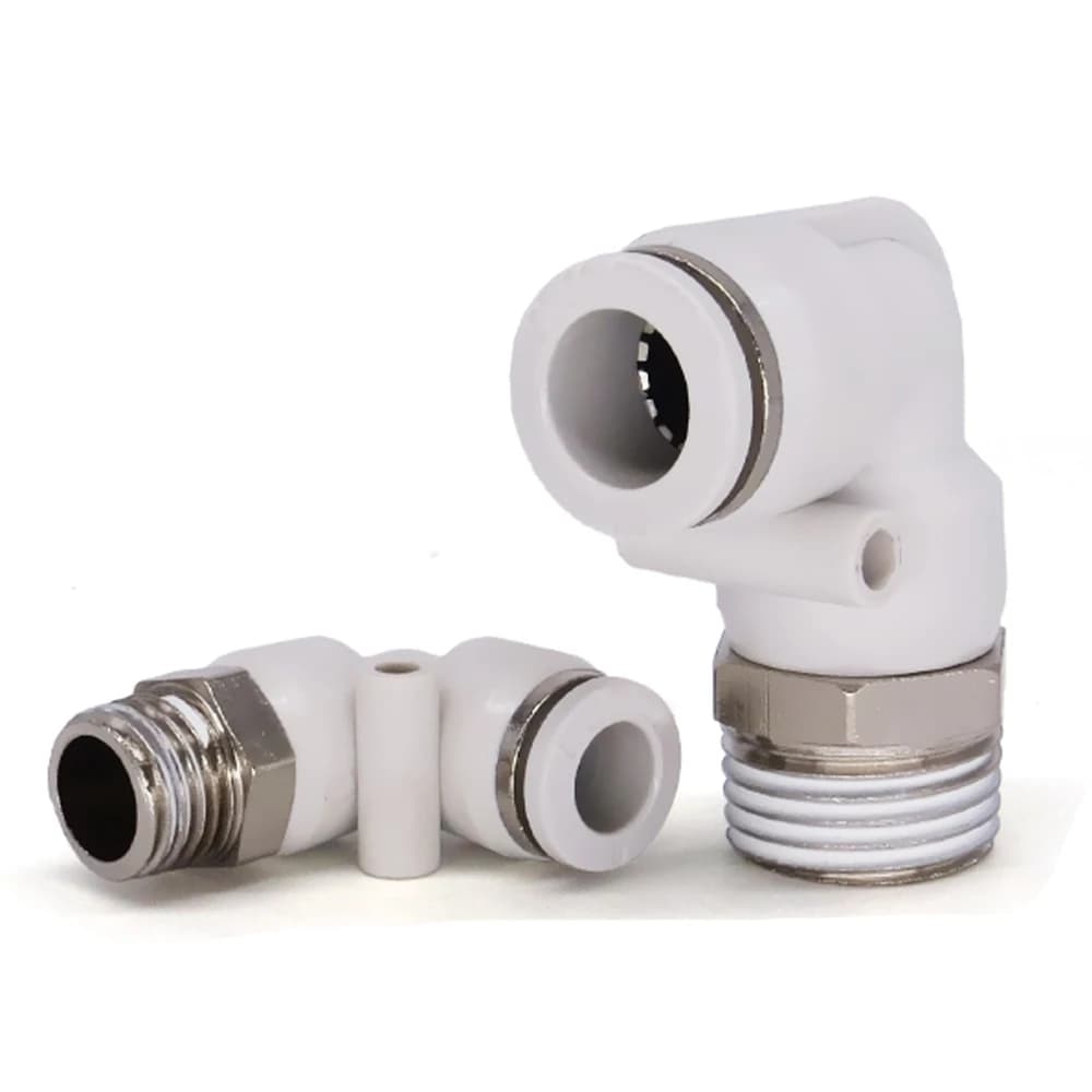 Connecteur pneumatique PL de haute qualité, tuyau 4 6 8 10 12, diamètre extérieur M5 1/8 "1/4" 3/8 "1/2", connecteur à air coudé blanc