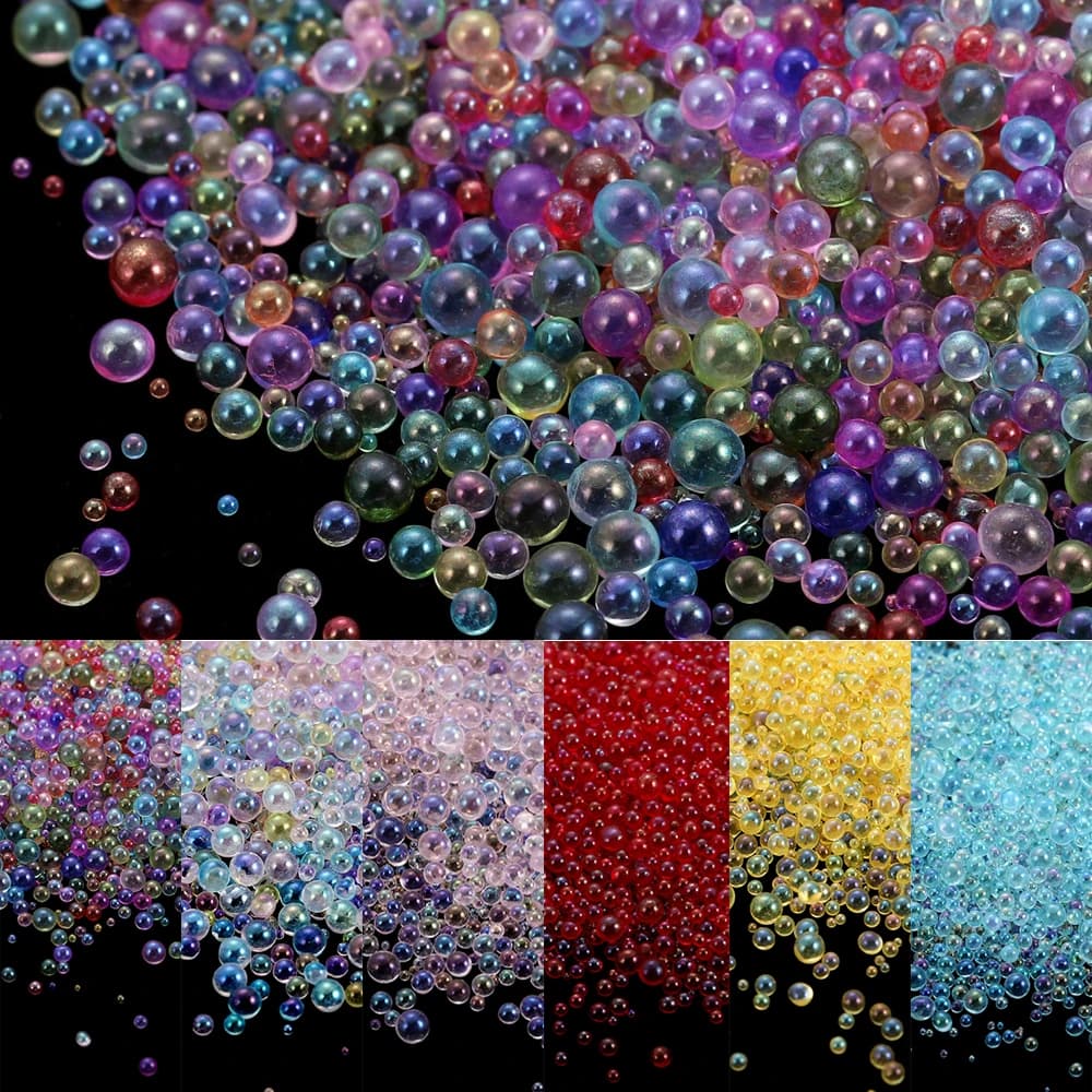 Petites perles de verre cristal pour moule en silicone, mini boule à bulles, résine UV, remplissage xy, décoration d'art d'ongle bricolage, élection, 10-20g