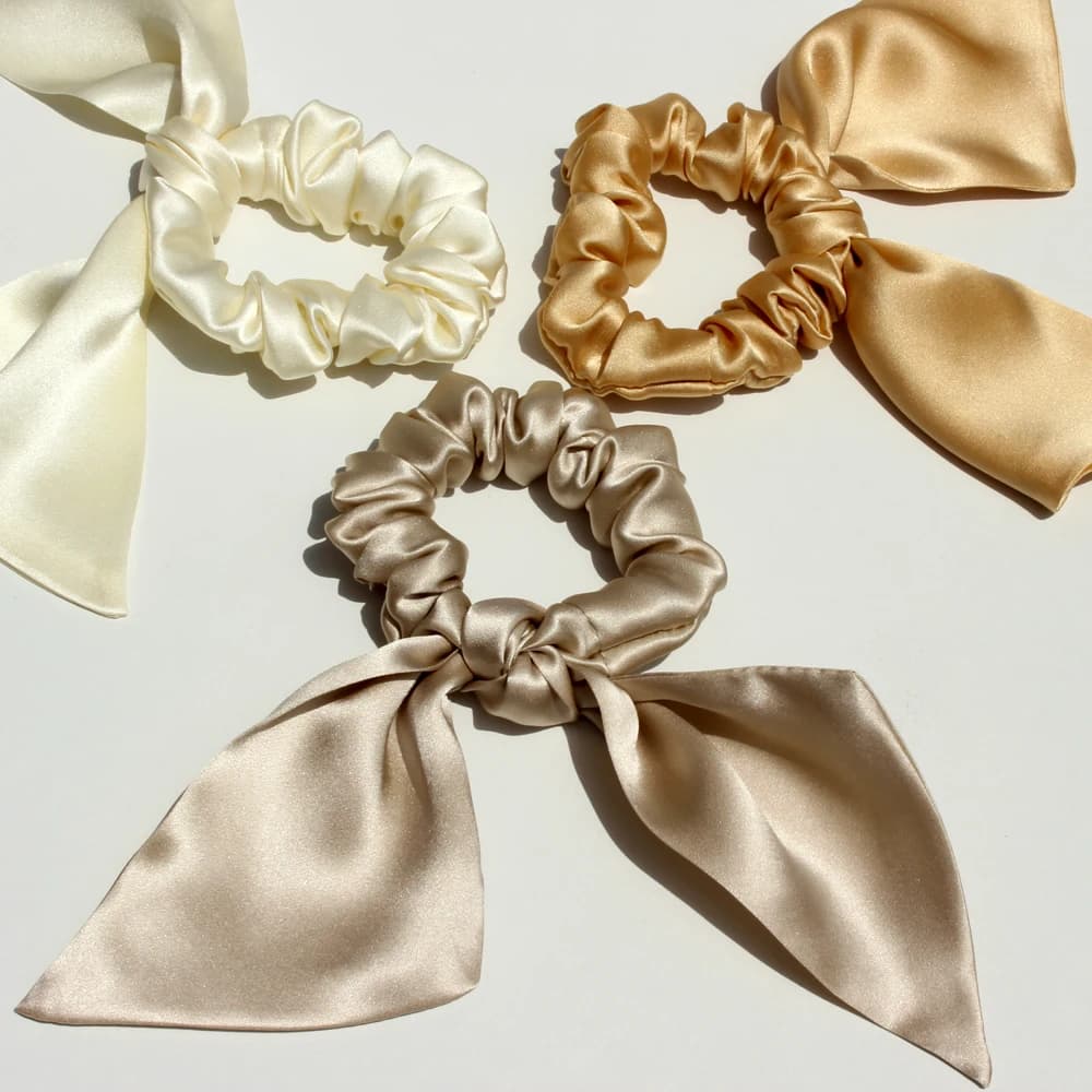 Pure InjBunny-Chouchous d'oreille pour femmes et filles, nœud papillon, bandes de cheveux nouées, cravates élastiques, porte-queue de cheval, 1 pièce, 100%