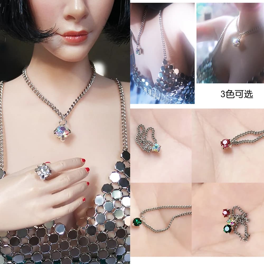 Collier claviculaire en diamant pour figurine d'action féminine, accessoires au beurre, modèle de bijoux, échelle 1/6, 12 po