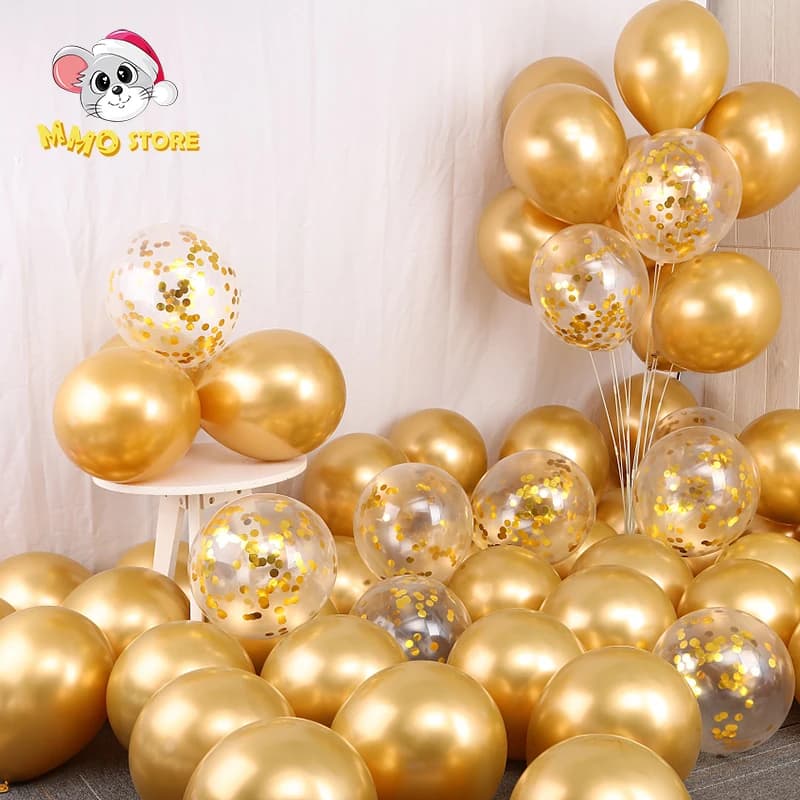 Ballons à Hélium en Latex Transparent à Paillettes Dorées, Décoration de ixd'Anniversaire, de Mariage, de Réception-Cadeau pour Bébé, 12 Pouces