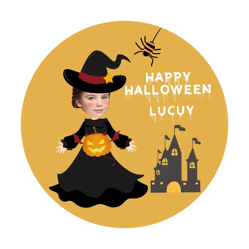 Autocollant photo personnalisé d'Halloween et dessin animé personnalisé, autocollants d'étiquette, décor de fête d'avatar, bonbons, coffrets cadeaux, Trick or Tious, 3.5-7cm