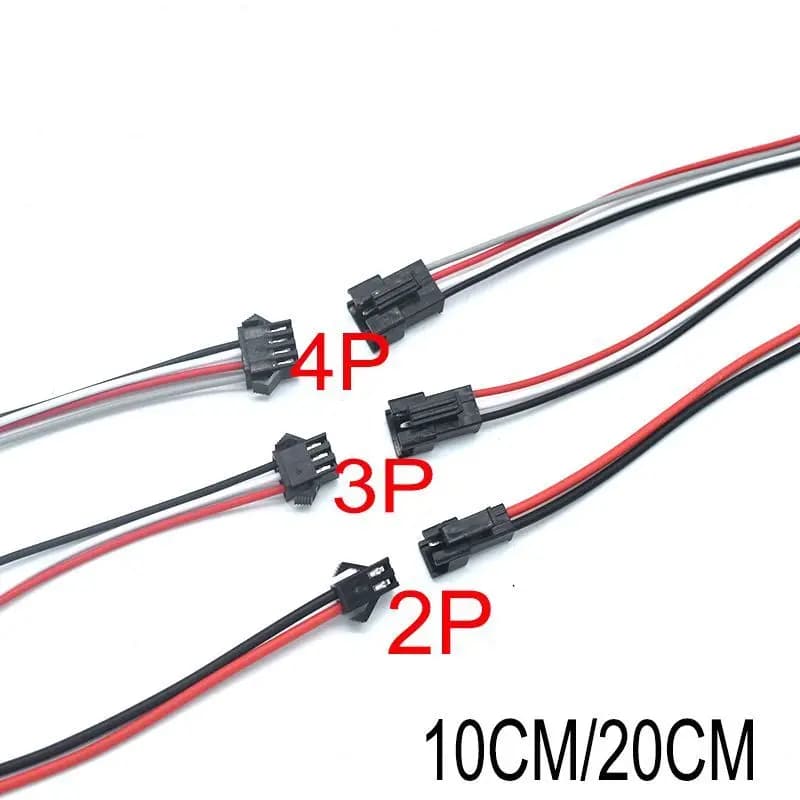 JST-Connecteur LED SM, 2 broches, 3 broches, 4 broches, ensemble mâle et femelle, câble filaire, prise de queue de overpour bande LED, 1 à 50 paires