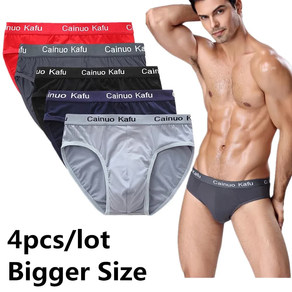 Sous-vêtements respirants pour hommes, slips, costume de batterie, confortable, solide, sous-vêtements pour documents, grande taille L XL 2XL 3XL 4XL 5XL, lot de 4 pièces