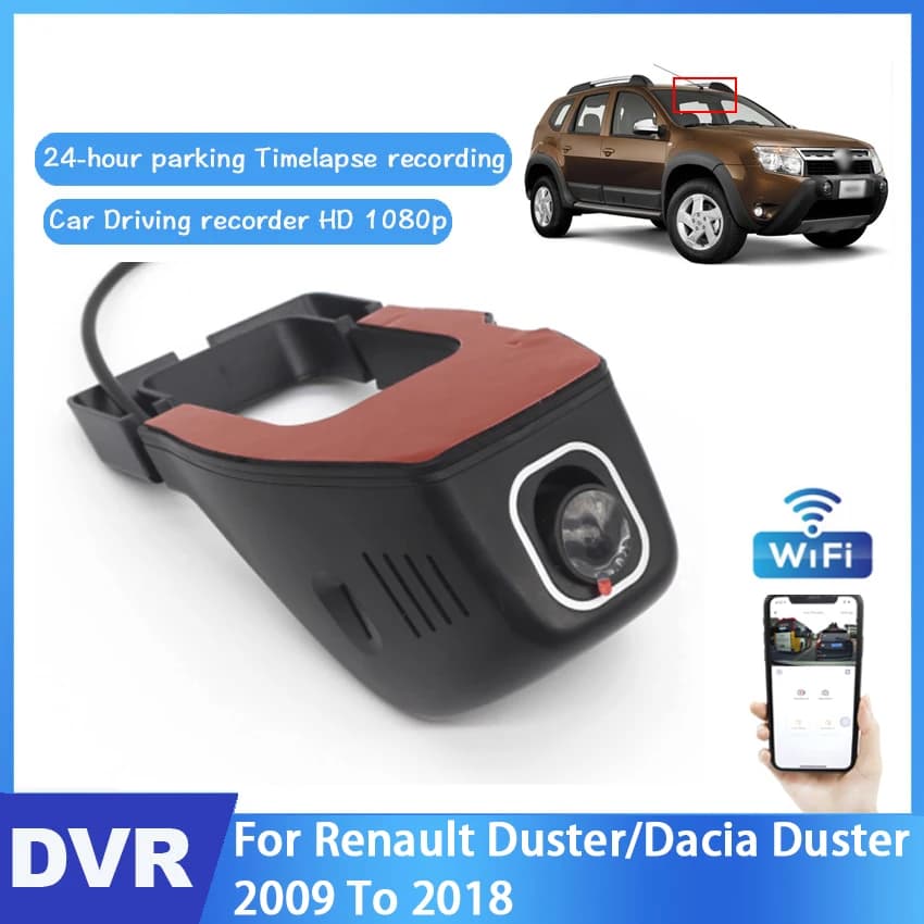 Caméra de tableau de bord DVR de voiture pour Renault Duster, Dacia Duster 2009, 2010, 2011, 2012, 2013, 2014, 2015, 2016, 2017, 2018, Auto Tourist Lens, Full HD, 1080P