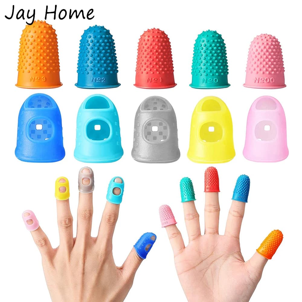 10/5 pièces dé à coudre en caoutchouc respirant protection Silicone doigt dé à coudre doigt couverture casquettes Quilting couture couture artisanat