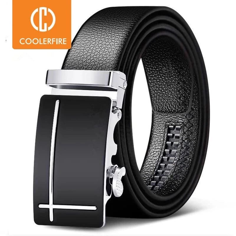 Ceintures pour hommes à boucle automatique, en cuir véritable, de haute qualité, avec sangle en cuir, décontractées, pour jeans