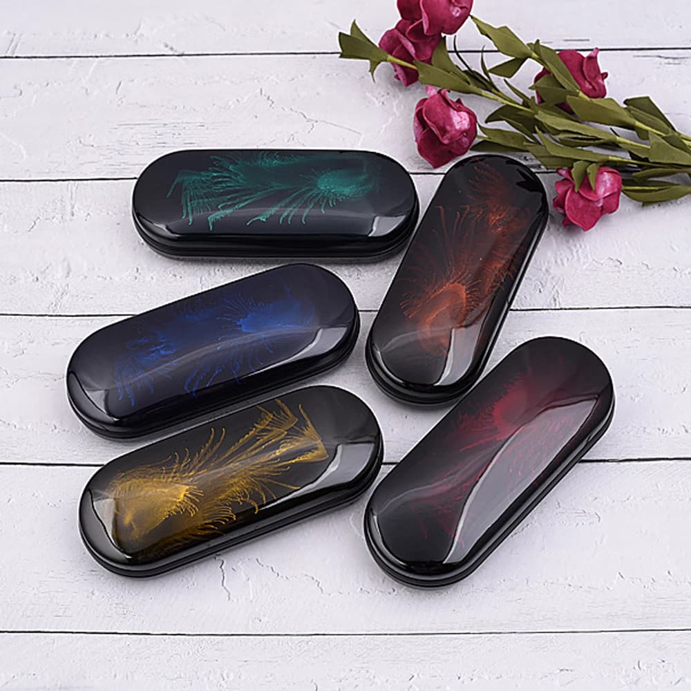 Étui à lunettes brillant avec peinture de coque rigide, 1 pièce, étui portable brillant, élégant, vernis de cuisson, étui à lunettes, accessoires