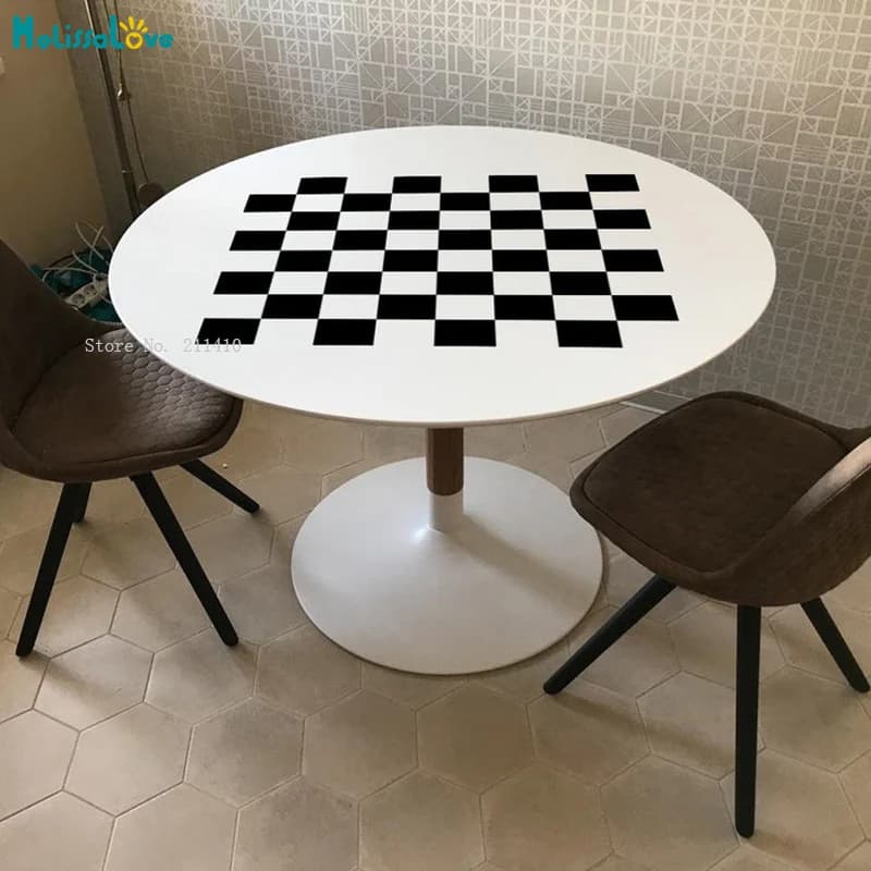 Autocollant de Table en vinyle pour jeu d'échecs et de damier, Design intellectuel, décoration de maison, cadeau pour joueur YT6006