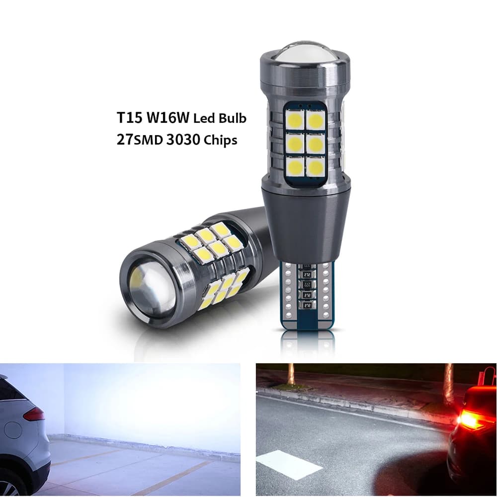 Lumière Led super brillante T15 W16W WY16W pour voiture, ampoule à Diode rouge 3030 SMD Canbus sans erreur pour intérieur d'automobile, feu de stop inversé 6000k, 2 pièces
