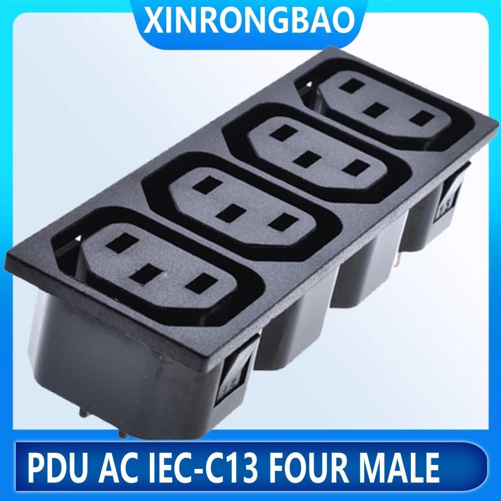 Connecteur d'alimentation industriel noir de qualité supérieure, bande d'alimentation, prise PDU, 4 sorties, connecteurs IEC C13 600