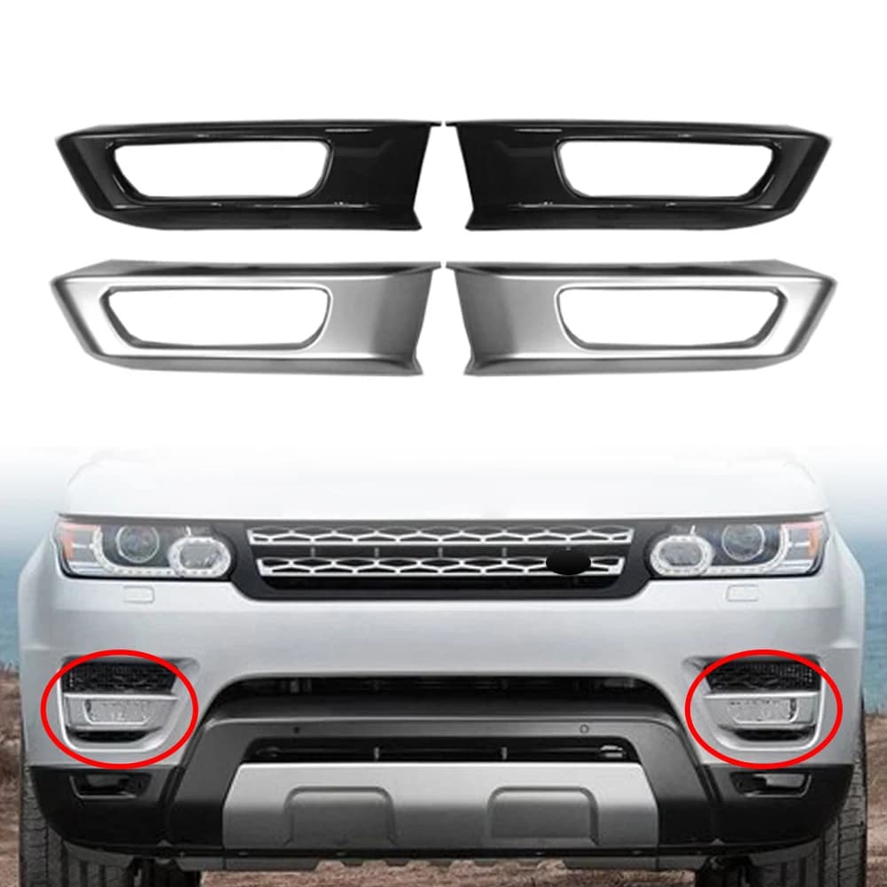 Couvercle de phare antibrouillard ABS pour Land Rover, 2 pièces, noir/argent, pour Range Rover Sport 2014 2015 2016 2017 L494