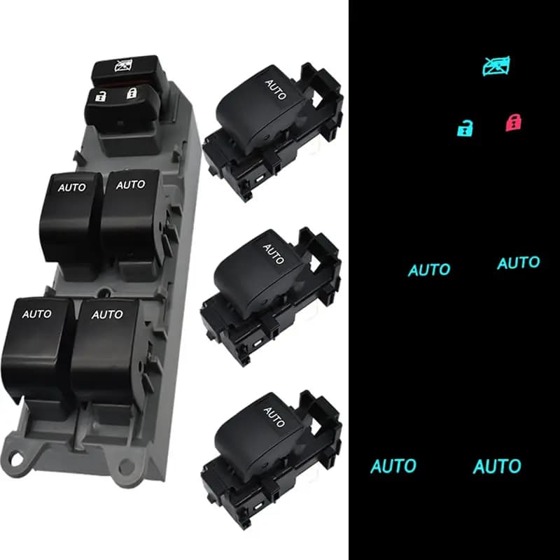 Ensemble de commutateurs de fenêtre unique, entièrement automatique, éclairé par LED, pour Toyota RAV4 4 Camry Corolla Auris Urban Cruiser 2007 – 2013