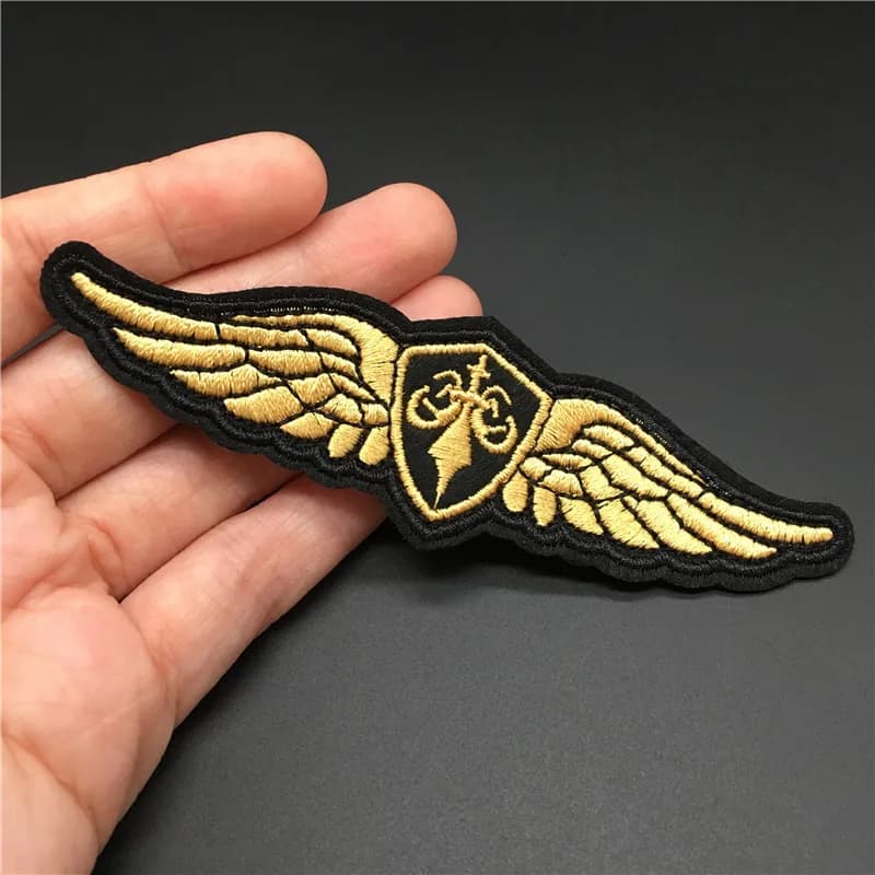 Badge brodé à rayures pour vêtements, taille du Patch d'aile: 11.1x3.2cm, autocollant de décoration de couture