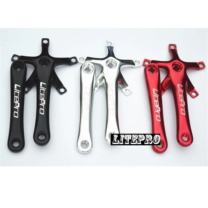 LITEPRO-pédalier de vélo pliant en alliage d'aluminium, 412mm, 130mm, partie de pédalier de 170mm, noir/rouge/argent