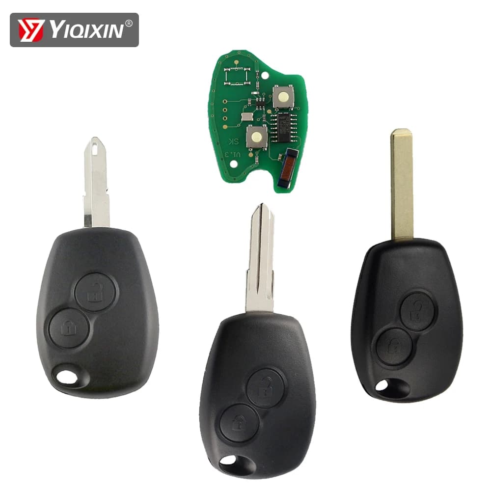 YIQfeat-Clé de voiture à distance à 2 boutons, carte SK à puce, Renault Logan, Duster, Modus, Clio 3, Twingo, DACIA, 433Mhz, ID46, PCF7947, PCF7946