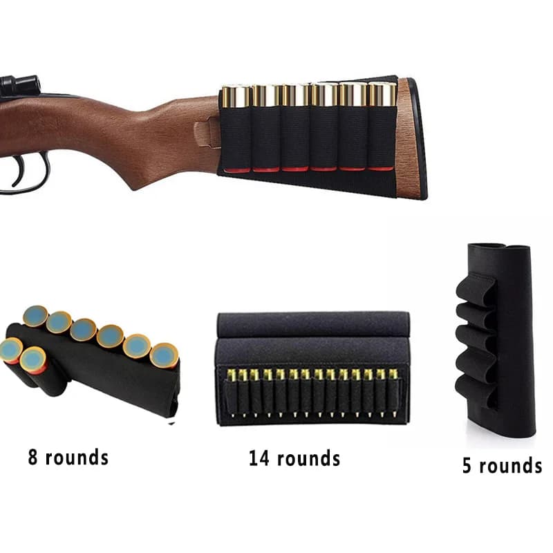 Tactique 5/8/9/14 tours fusil de chasse crosse repose-joue fusil munitions pochette support de coque Bandolier 12 jauge cartouche sac