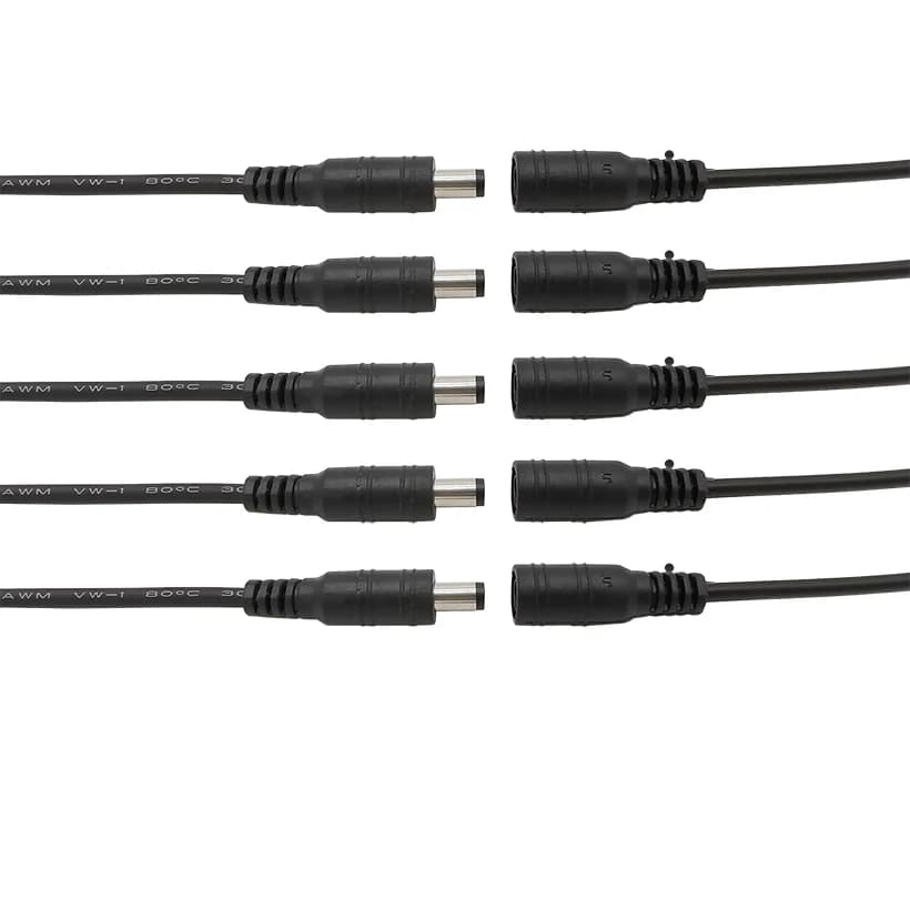 5/10 pièces noir 5.5x2.1mm prise cc connecteur câble queue de cochon 12V mâle femelle 5.5*2.1 adaptateur cc pour 5050 3528 LED bande lumineuse