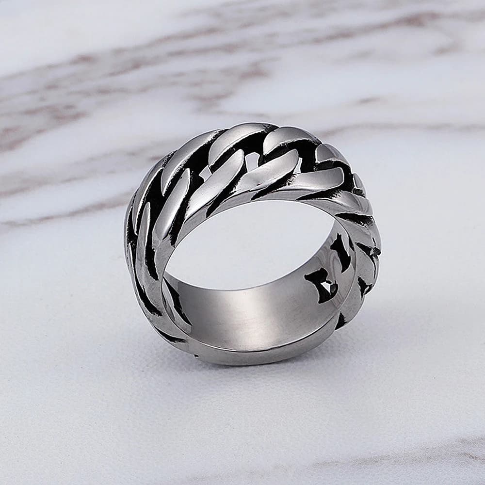 Bague de motard en acier inoxydable pour hommes et femmes, bijoux de mode coréenne, lien simple, punk, hip hop, cadeau, 10mm